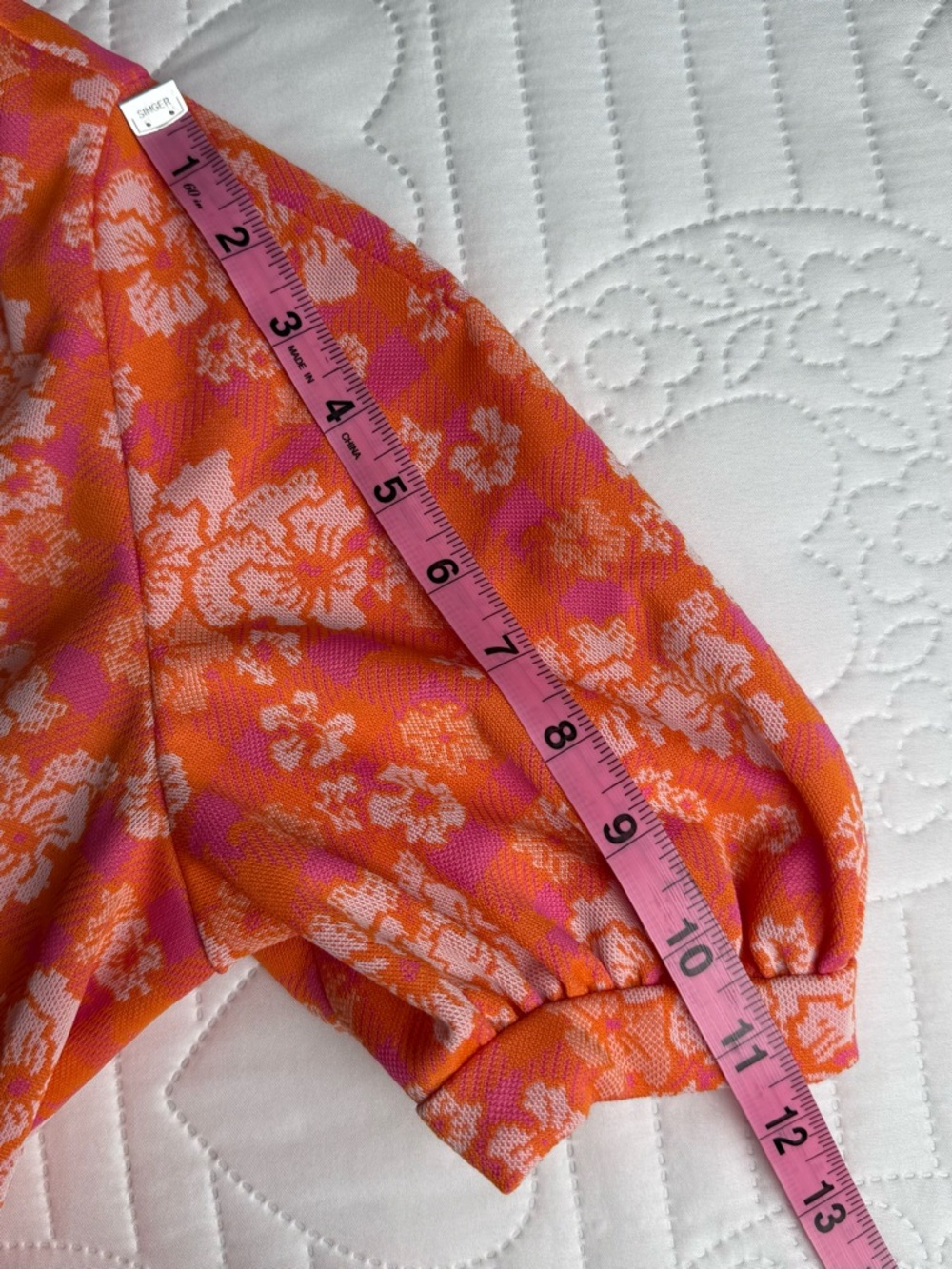 True Vintage Orange Pink White Floral Puff Sleeve Collar Mini Dress Small - Picture 9 of 10